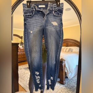 Signature Dark Blue Distressed Skinny Jeans